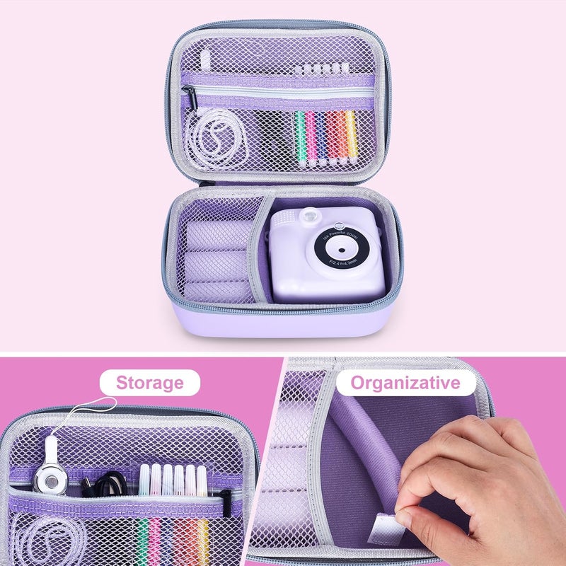 Phetium Instant Print Camera Case Compatible with ESOXOFFORE/Cimizi/DUDUDRAGON/HiMont/Goopow/Dylanto Instant Cameras for Kids, Storage Organizer Bag for Refill Print Paper Rolls (Box Only)-Purple - Image 4